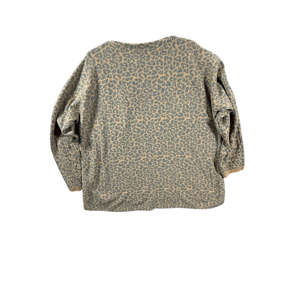 Ann Taylor LOFT Womens XXL Leopard Animal Print Tan Gray Knit Pullover Sweater - Picture 4 of 9